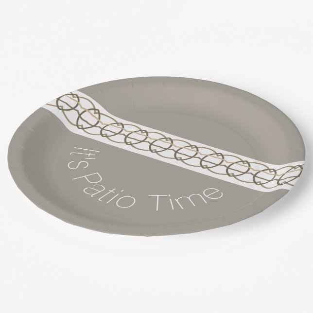 Grey White and Beige Paper Plate (Angled)