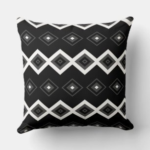 Grey, White and Black Diamond Pattern Cushion