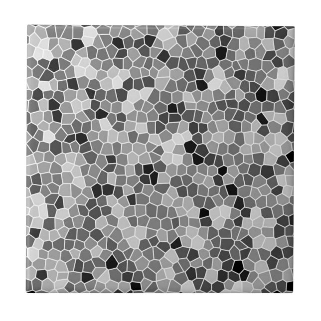 Grey , White and Black Honeycomb Pattern Mosaic Ceramic Tile (Front)