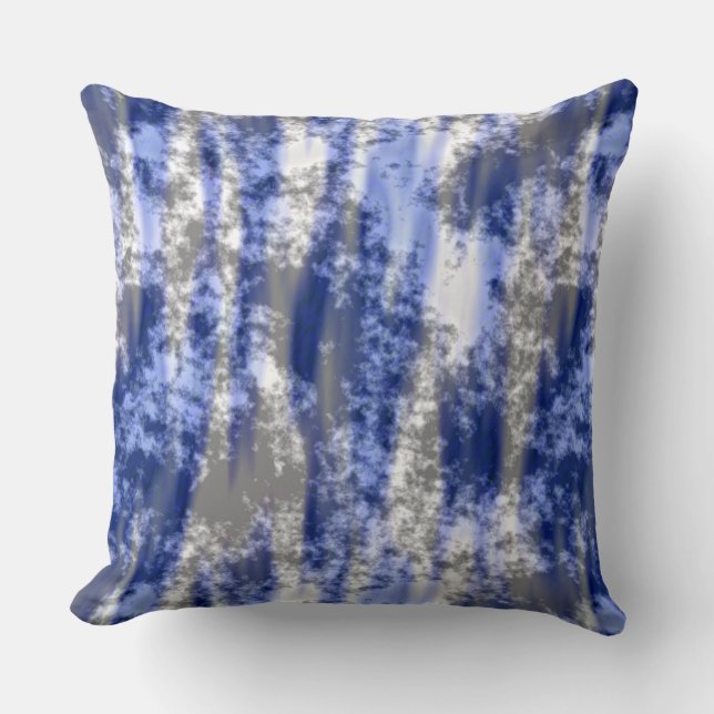 grey, White and blue abstract Cushion (Front)