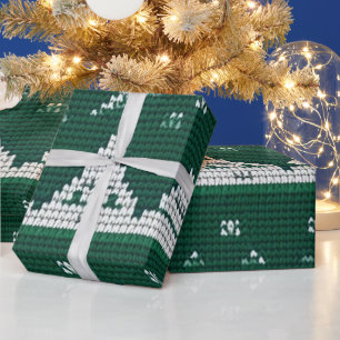 Grey, White And Red Ugly Christmas Sweater Design Wrapping Paper