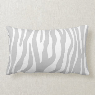 Grey & White Animal Print Pattern Lumbar Cushion