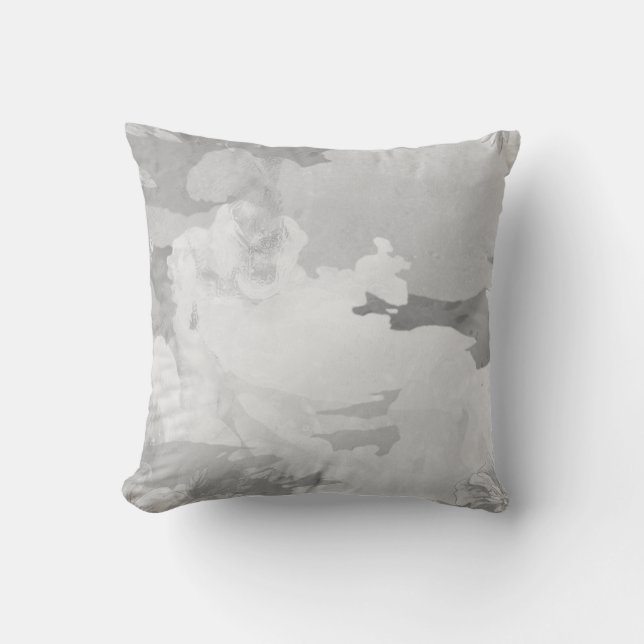 Grey & White Artistic Abstract Nature Scene Cushion (Front)