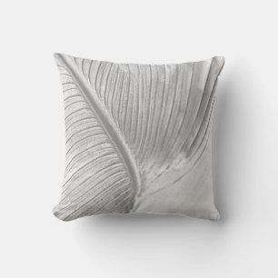 Grey & White Artistic Macro Leaf Design Cushion