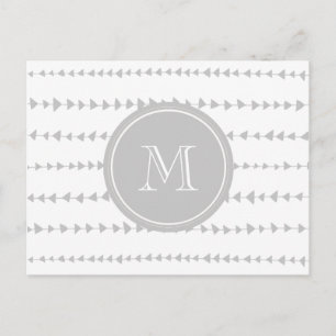Grey White Aztec Arrows Monogram Postcard