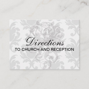 grey white baroque damask enclosure card