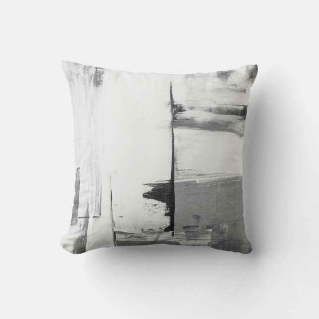 Grey/White/Black Abstract Decor Pillow (Front)