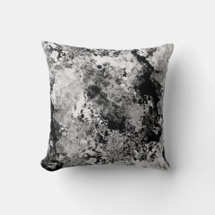 Grey White & Black Abstract Textured Pattern Cushion