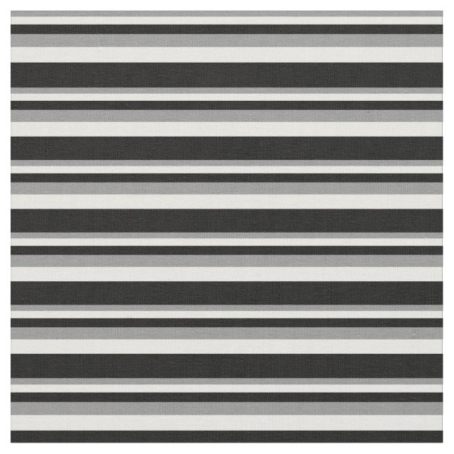 Grey, White & Black Coloured Stripes Fabric (Close Up)