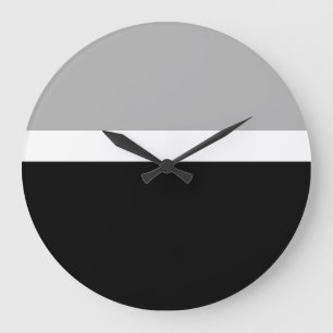 Grey White Black Colours Style Design  Large Clock