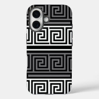 Grey White Black Greek Key Fret Pattern Design