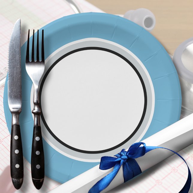 Grey White Blue Minimal Simple Medical Graduation  Paper Plate (Creator Uploaded)