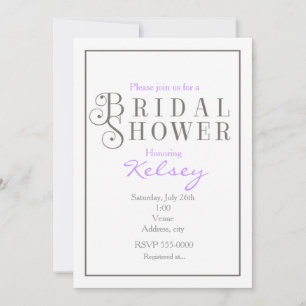 Grey & White Bridal Shower Classy Invitation