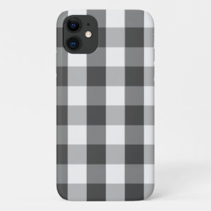 Grey White Buffalo Check Plaid iPhone 11 Case