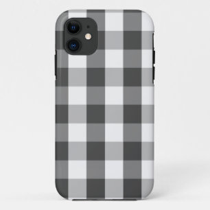 Grey White Buffalo Check Plaid iPhone 11 Case