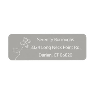 Grey & White Butterfly Personalised Return Address Label