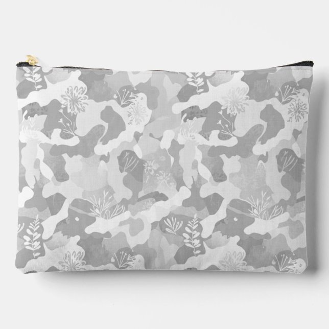 Grey White  Camouflage Pattern Accessory Pouch (Front)