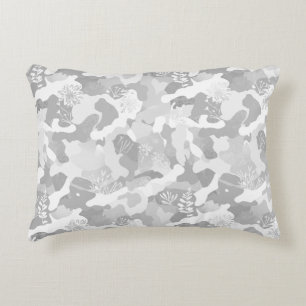 Grey White  Camouflage Pattern Decorative Cushion