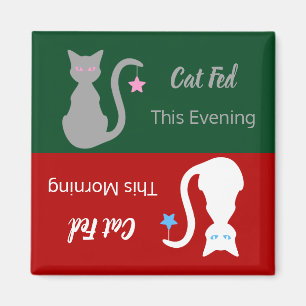Grey/White Cat Fed Reminder Magnet