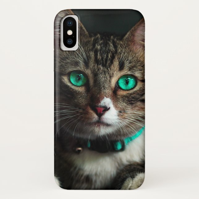 Grey & White Cat with Blue Eyes & Matching Collar Case-Mate iPhone Case (Back)
