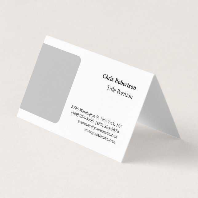 Grey White Charming Minimalist Custom Business Card (Front)