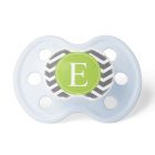 Grey White Chevron Green Monogram