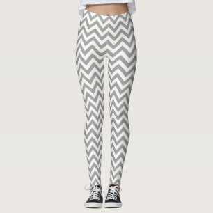 Grey White Chevron Leggings