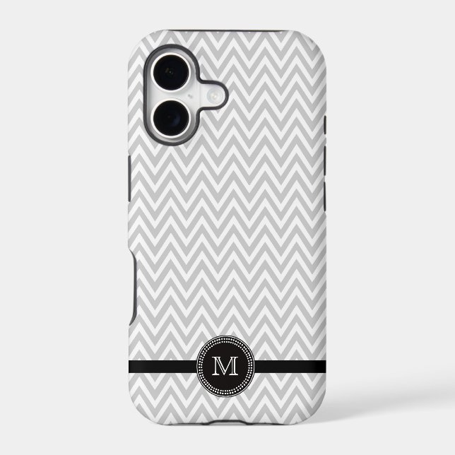 Grey white chevron monogram iphone 5 case (Back)