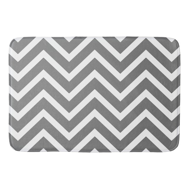 grey white  chevron Pattern modern bath mat (Front)