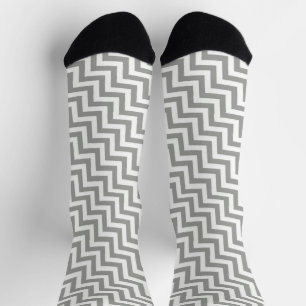 Grey White Chevron Socks