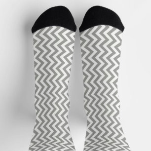 Grey White Chevron Socks