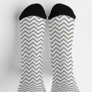 Grey White Chevron Socks