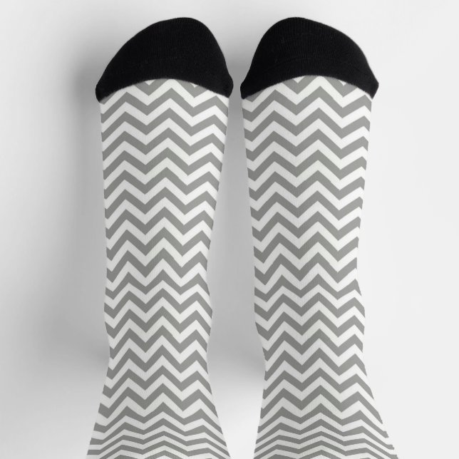 Grey White Chevron Socks (Top)