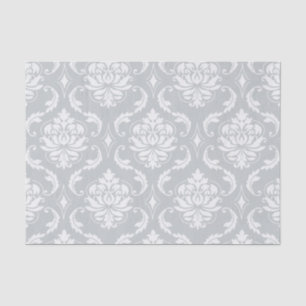 Grey White Classic Damask Pattern Tissue Paper