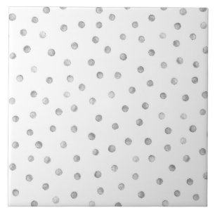 Grey White Confetti Dots Pattern Ceramic Tile