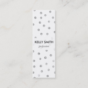 Grey White Confetti Dots Pattern Mini Business Card