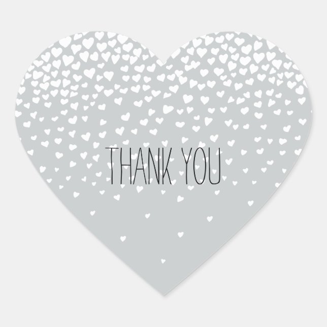 Grey White Confetti Hearts Heart Sticker (Front)