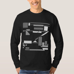 Grey White Contemporary Art MCM-inspired Geometric T-Shirt