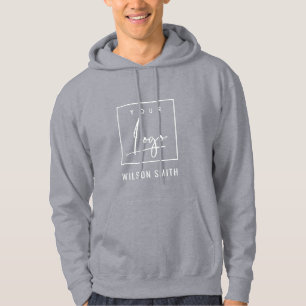 Grey White Custom Business Add Your Logo With Name Hoodie