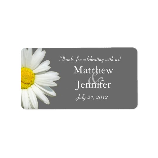 Grey & White Daisy Wedding Favour Labels /