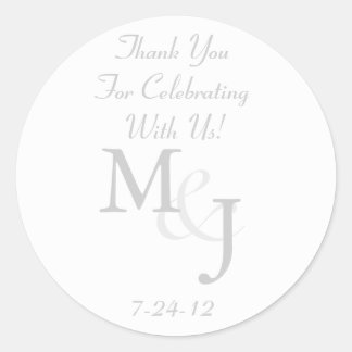 Grey & White Daisy Wedding Favour Labels w/ Text