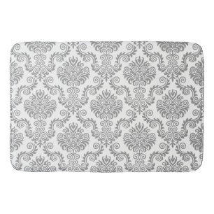 Grey & White Damask Pattern{pick your colour} Bath Mat