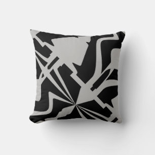Grey White Diagonal Large Abstract Sound Wave Cushion