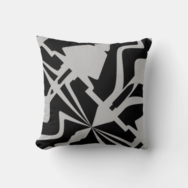 Grey White Diagonal Large Abstract Sound Wave Cushion (Front)