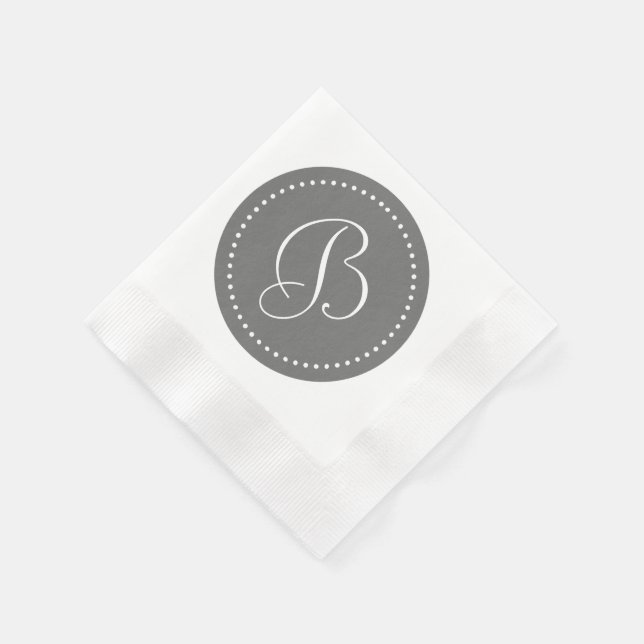 Grey/White Dot Monogram Napkin (Corner)