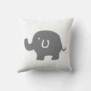 Grey & White Elephant Throw Pillow