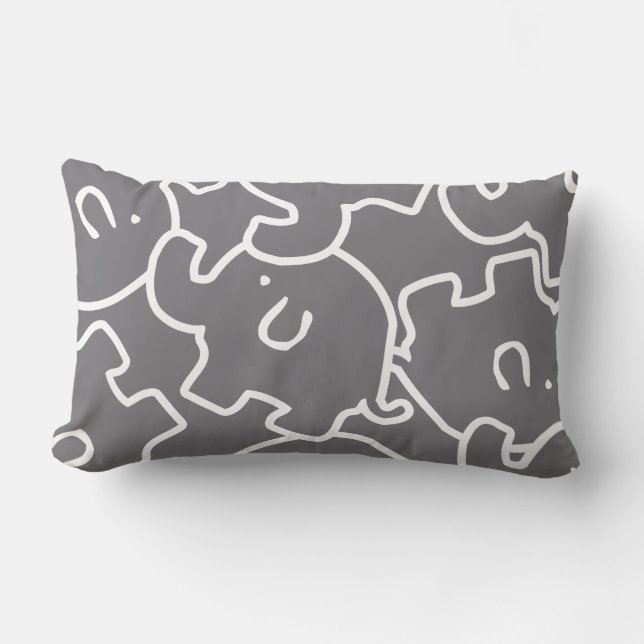 Grey & White Elephant Throw Pillow (Front)