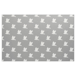 Grey white flying birds pattern fabric