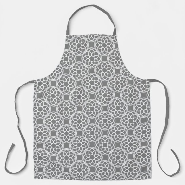 Grey White Geometric Seamless Pattern Apron (Front)