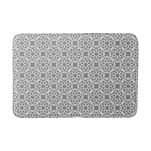 Grey White Geometric Seamless Pattern Bath Mat (Front)